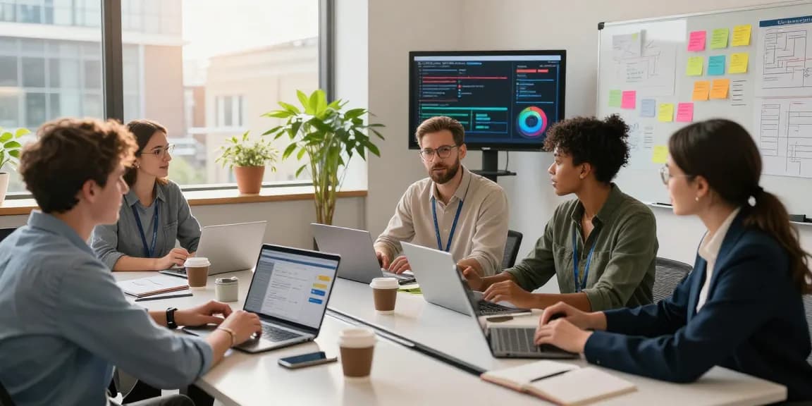 IT support for small business London team collaborating in a modern office setting.