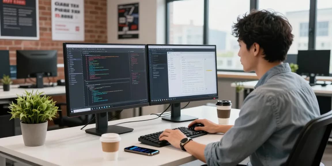 快连 network acceleration platform showcased in a modern tech workspace.