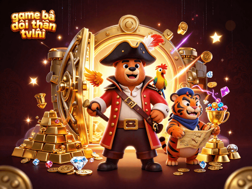 Engage in thrilling adventures at game bài đổi thưởng uy tín with a pirate captain bear and treasure elements.