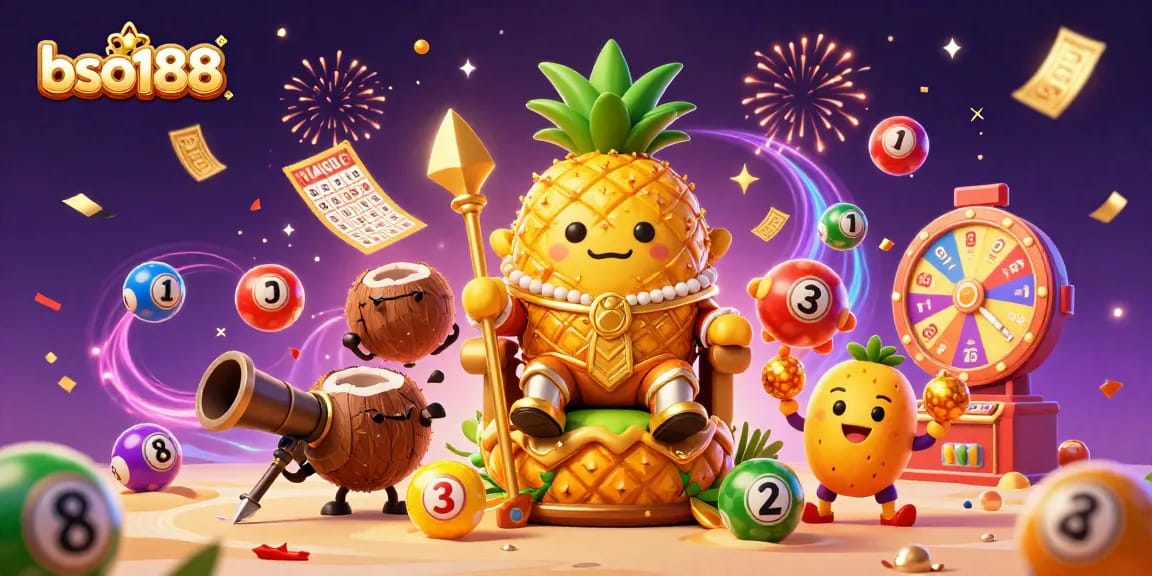 Experience the excitement of bso188 with vibrant lottery elements and a festive casino setting.
