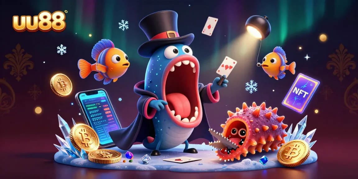 Experience uu88's vibrant casino magic with dynamic characters in 3D illustration filled with excitement.