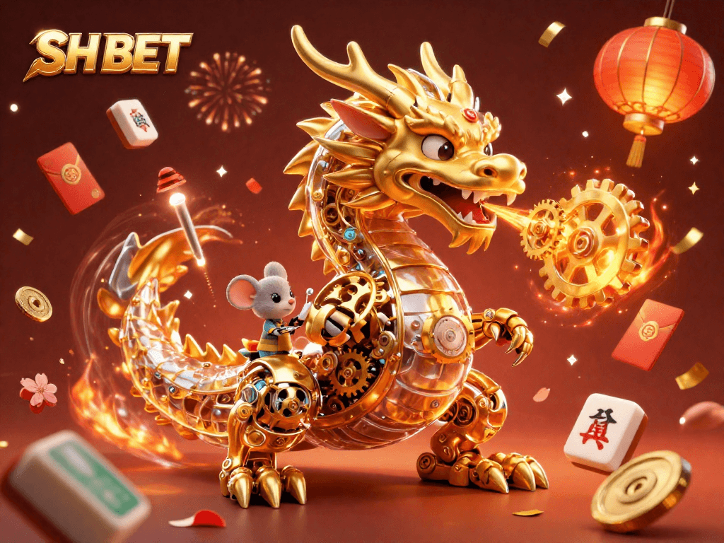 Experience the thrill with SH BET in a vibrant 3D casino world filled with gold and joy.