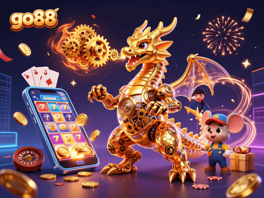 Engage in thrilling adventures at go88 with a stunning 3D dragon and vibrant slot game elements!