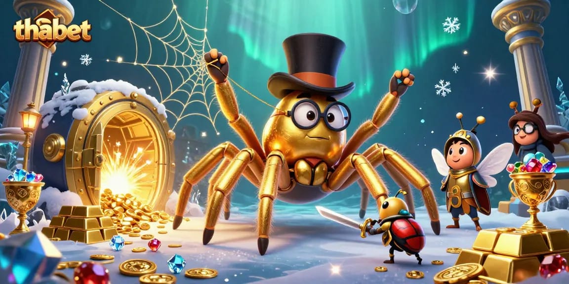 Engage with thabet in this vibrant 3D casino scene filled with treasures and gambling excitement.