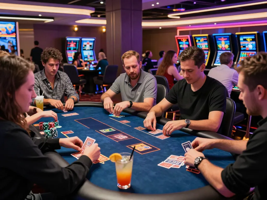 Engaging scene at online casinos that accept credit cards, showcasing players enjoying dynamic card games.