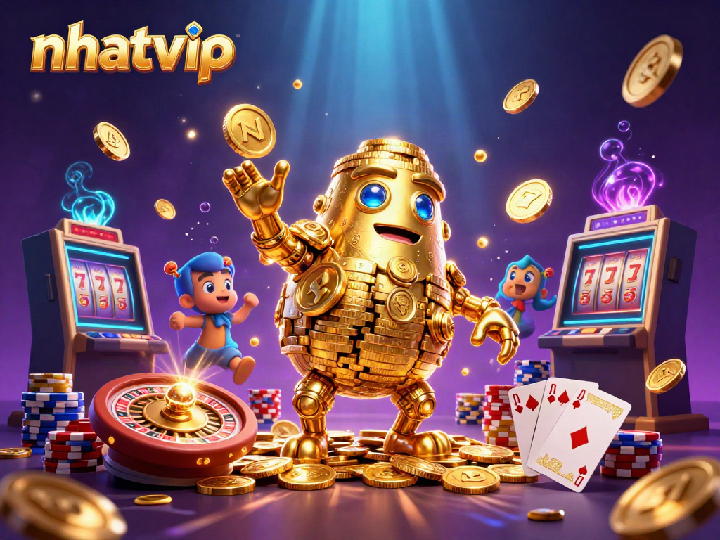 Experience the excitement of Nhatvip with dazzling casino elements and golden treasures.