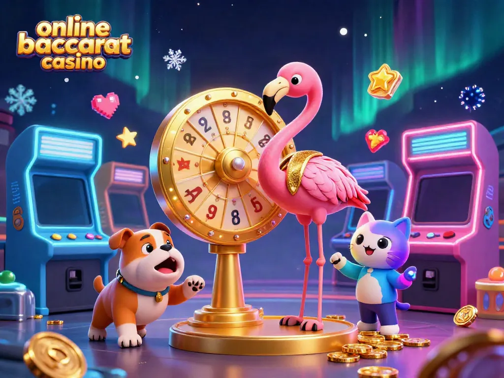 Experience excitement at an online baccarat casino with colorful characters and vibrant gaming elements.