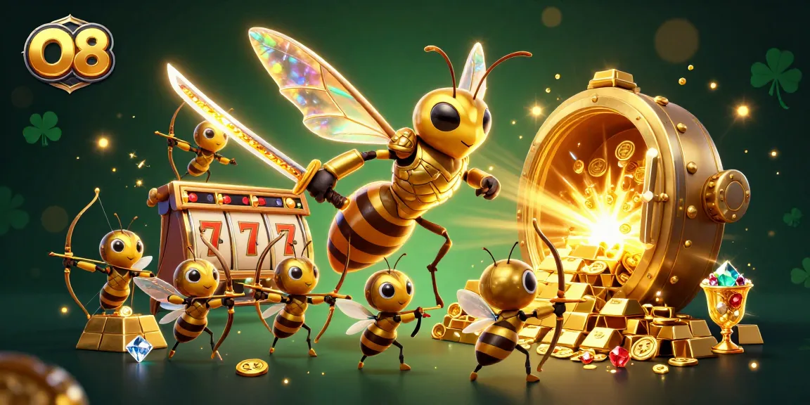 O8 engages players with vibrant slot gaming experiences featuring golden armor characters.