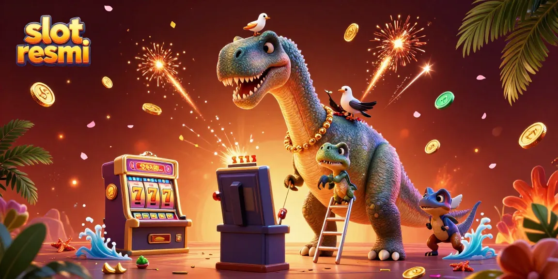 Experience the thrill of winning with slot resmi at this dynamic casino scene featuring vivid characters and elements.