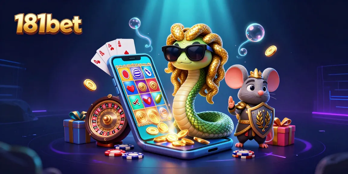 Engage in exciting casino action with 181bet, where a friendly Medusa and a brave mouse explore thrilling slot games.