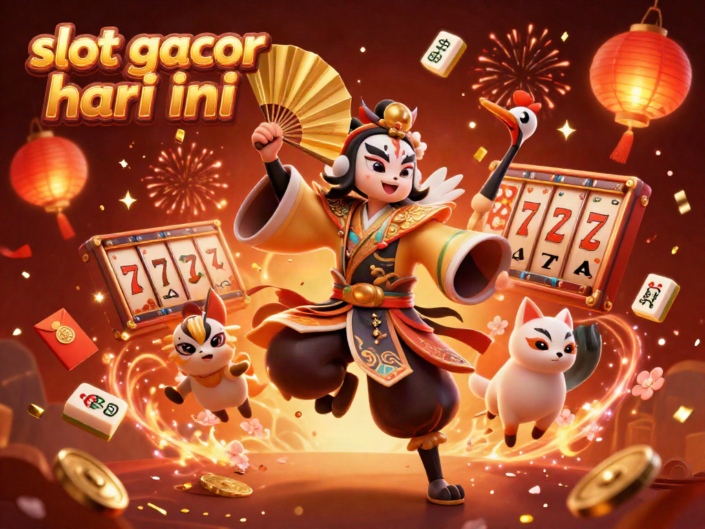 Experience the excitement of slot gacor hari ini with vibrant characters and game elements in this dynamic 3D scene.