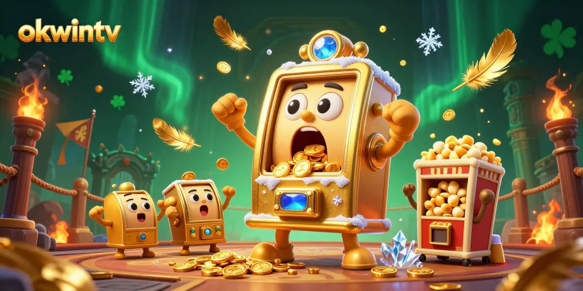 Bet on your luck with okwintv's dynamic gaming action, featuring golden slot machines and festive thrills.