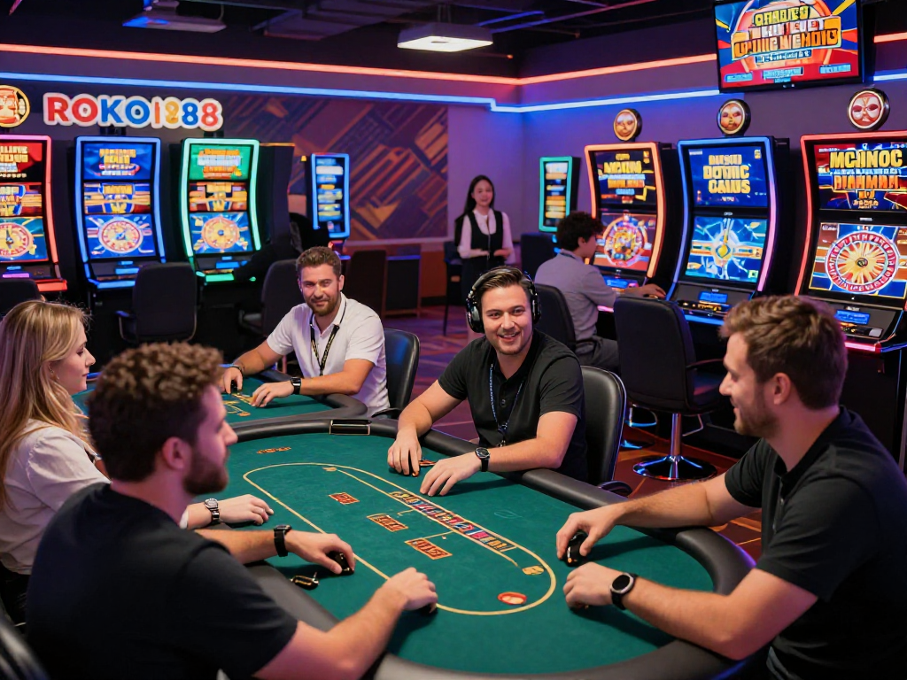 Engaged players at ROKOK88 Online Casino enjoying an exciting gaming experience.