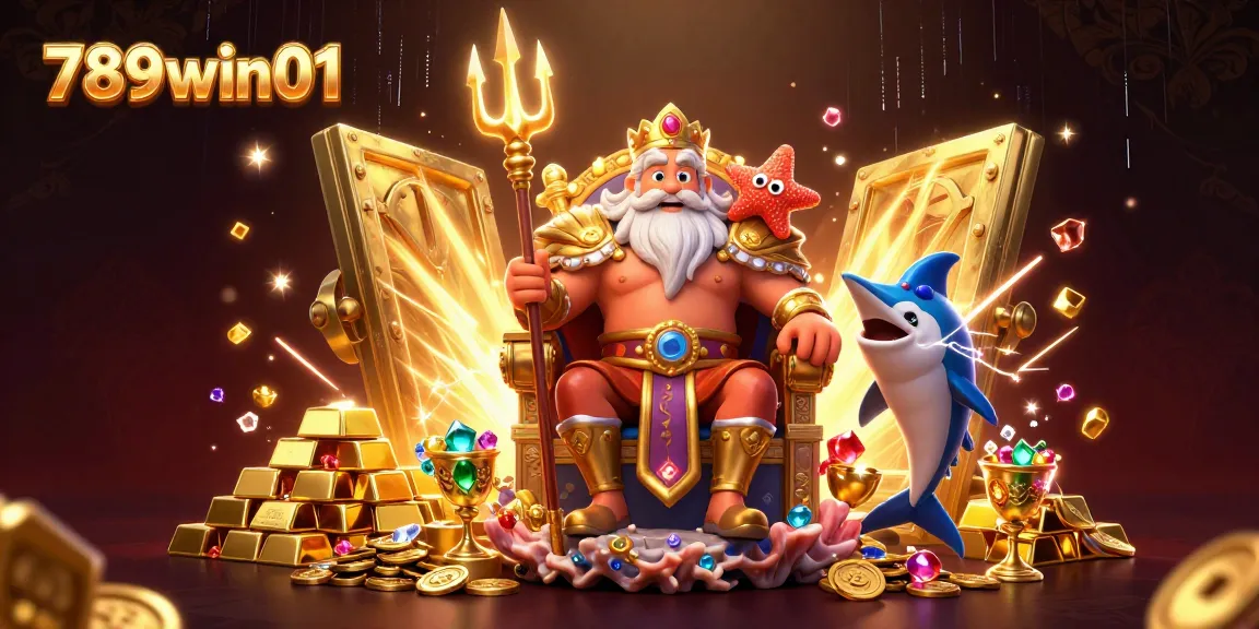 Experience the exciting world of 789win01 with Neptune the sea king amidst treasure and jewels.