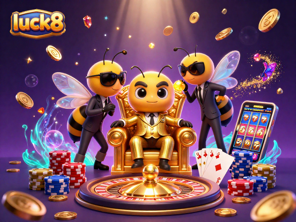 Play exciting casino games at luck8 with a 3D cartoon mob boss, shimmering coins, and a stunning theme.