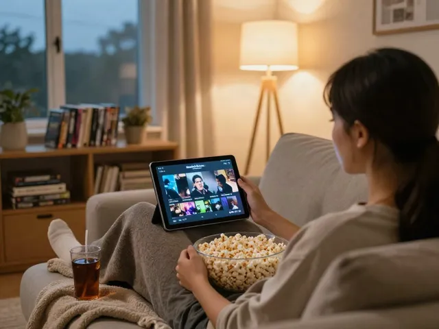 Enjoying the movie box apk for android old version in a cozy living room setting.