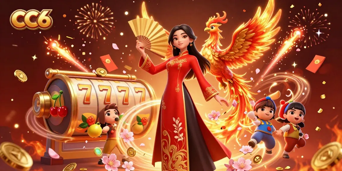 Experience the excitement of CC6 casino with vibrant slot reels, rich visuals, and a festive atmosphere.