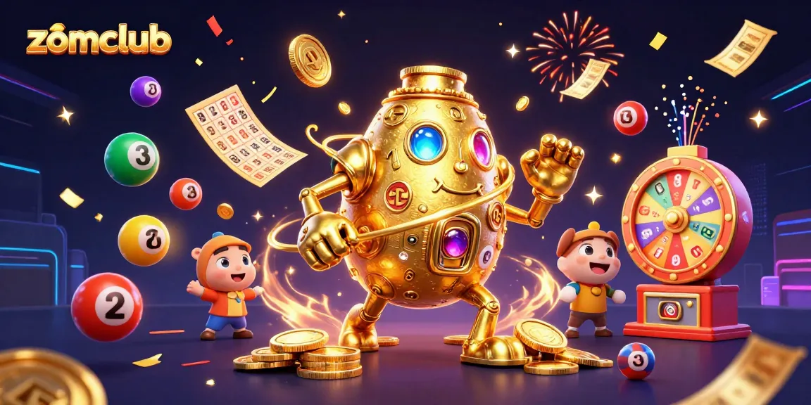 Zomclub immersive gaming experience with a dynamic golden golem and vibrant casino elements