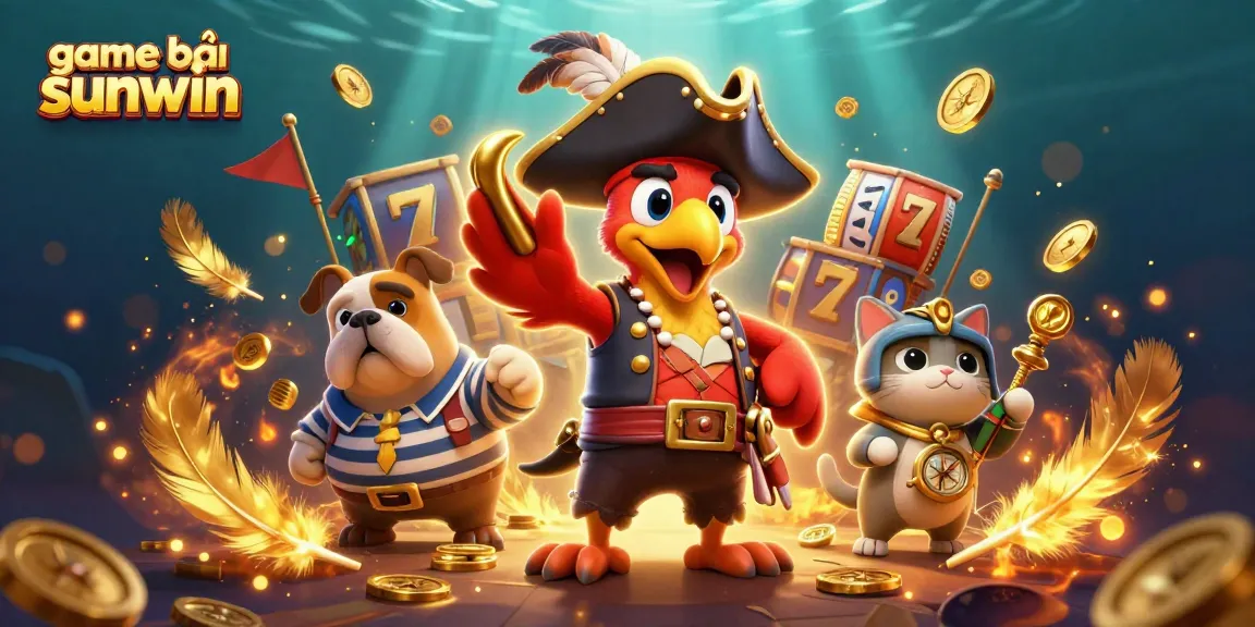 Engage in thrilling game bài sunwin with a vibrant 3D pirate-themed digital illustration showcasing adventure!